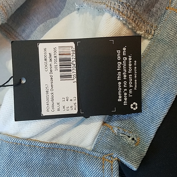 Missguided Colorblock Oversized Denim Jacket - Picture 4 of 4